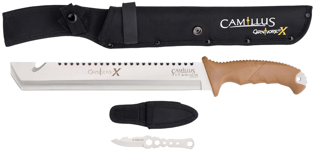 Camillus Carnivore X 12" Titanium Bonded 420 Stainless Machete w/ Fixed Blade Knife
