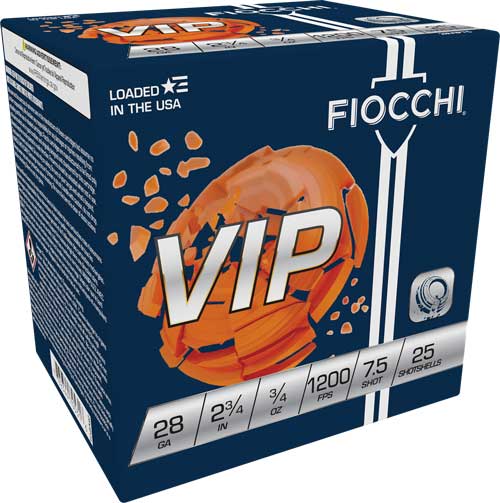 Fiocchi VIP 28 Gauge 2.75" 3/4 oz #7.5 Shot 1200 FPS - 250 Rds
