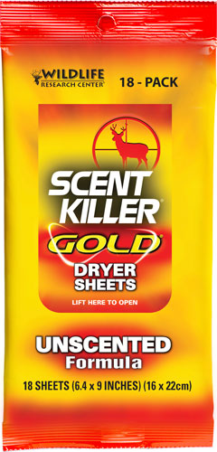 Wildlife Research Scent Killer Gold Dryer Sheets Unscented 18-Pack