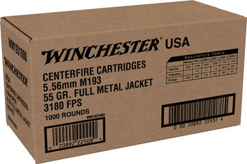 Winchester Ammunition USA 5.56x45mm NATO 55gr FMJ - 1000 Rd Case