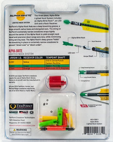 Ten Point Alpha-Brite Lighted Crossbow Nock .297" Green 3-Pack