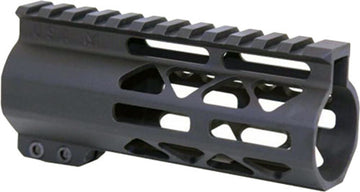 Guntec USA AIR-LOK 5in M-LOK Free Float Handguard w/ Monolithic Top Rail - Anodized Black