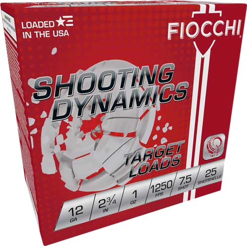Fiocchi Shooting Dynamics 12 Gauge 2-3/4" 1oz #7.5 Shot 1250 fps - 250 Rd Case