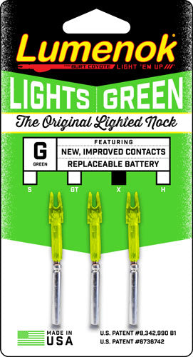 Lumenok X-Series Lighted Arrow Nock .204" ID Green 3-Pack