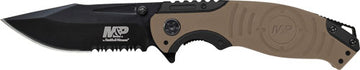 Smith & Wesson M&P Index Flipper 3.5" Clip Point Folding Knife - Black/Desert Tan