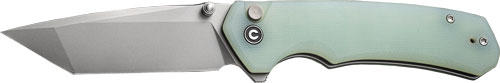 Civivi Knives Brazen 3.46" 14C28N Tanto Plain Folding Knife - Stonewashed Blade, Natural G10 Handle