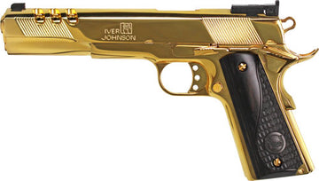 Iver Johnson Eagle XL Ported 45 ACP 6" 8+1 Semi-Auto Pistol - 24K Gold/Black Wood