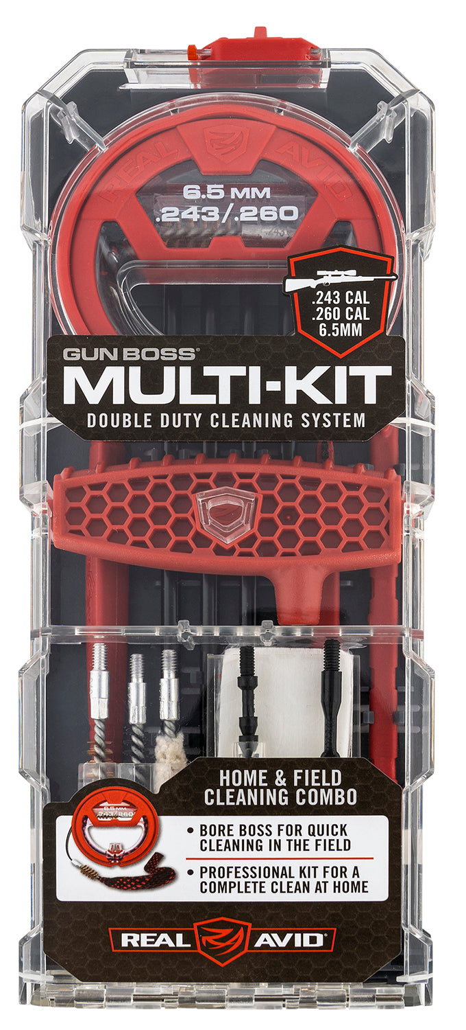Real Avid Gun Boss Multi-Kit Rifle Cleaning Kit .243/.260/6.5mm w/ Bore Boss