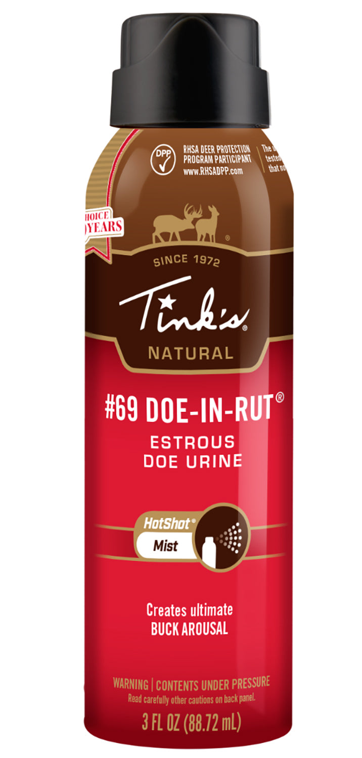 Tinks #69 Doe-In-Rut Hot Shot Mist 3oz Aerosol Deer Attractant