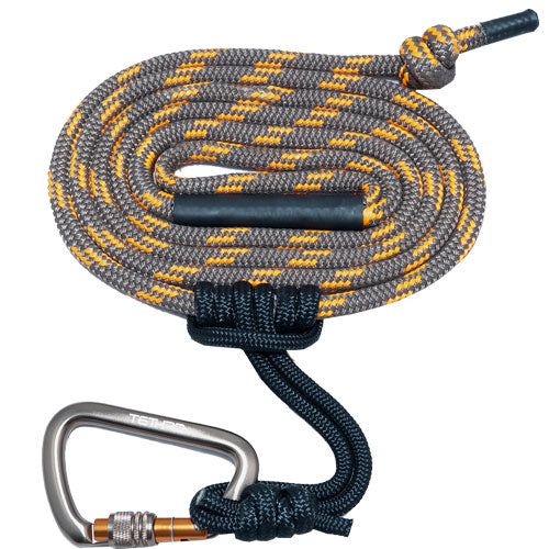 Tethrd 11mm Tree Tether / Lineman Rope 8' w/ Carabiner - Orange