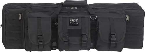 Bulldog BDT Deluxe 36" Double Tactical Nylon Rifle Case - 3 Accessory Pockets - Black