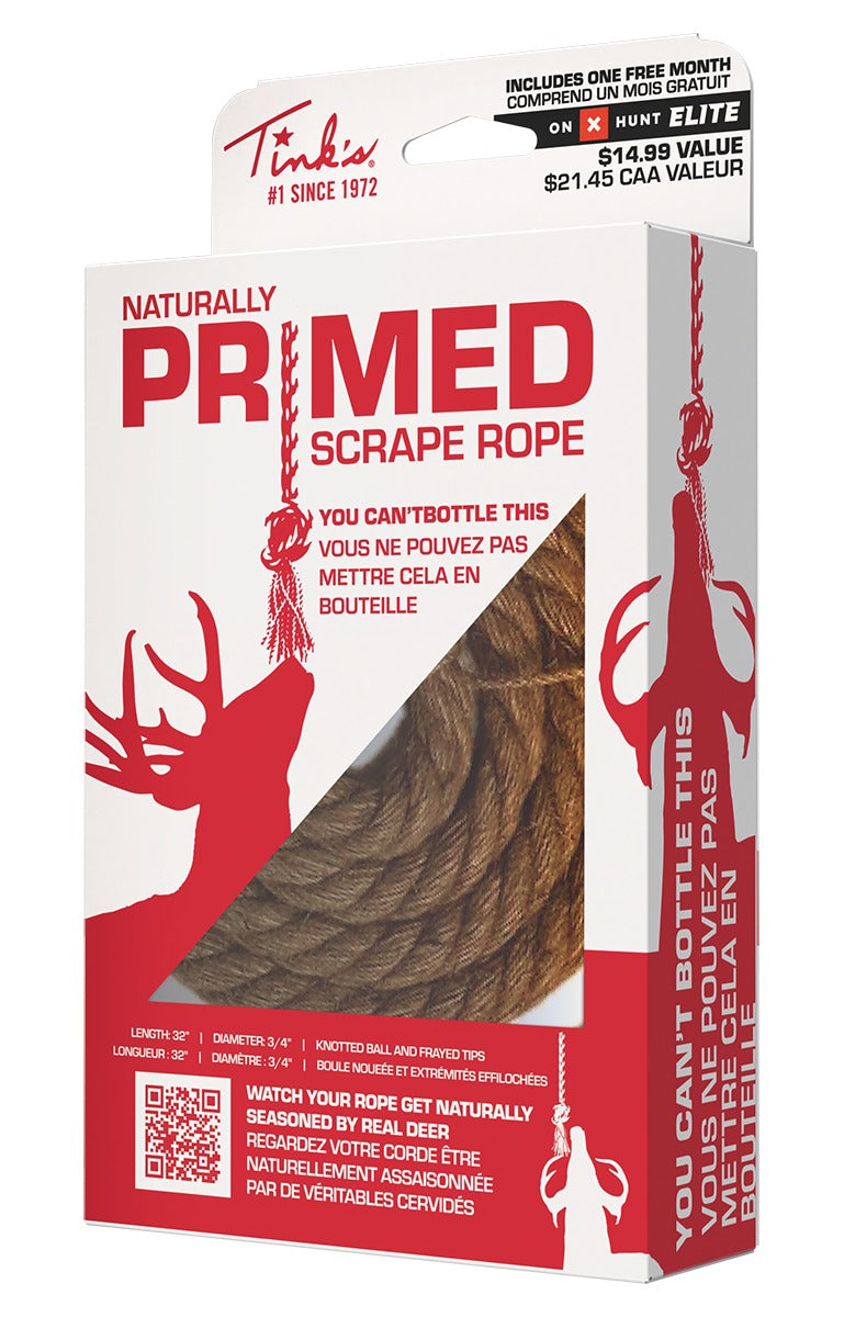 Tinks Primed Scrape Rope 32" Knotted Deer Scent
