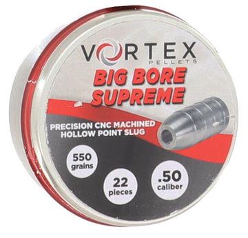 Hatsan USA Vortex Big Bore Supreme .50 Cal 550gr Hollow Point Airgun Slugs - 22 Rounds per Tin