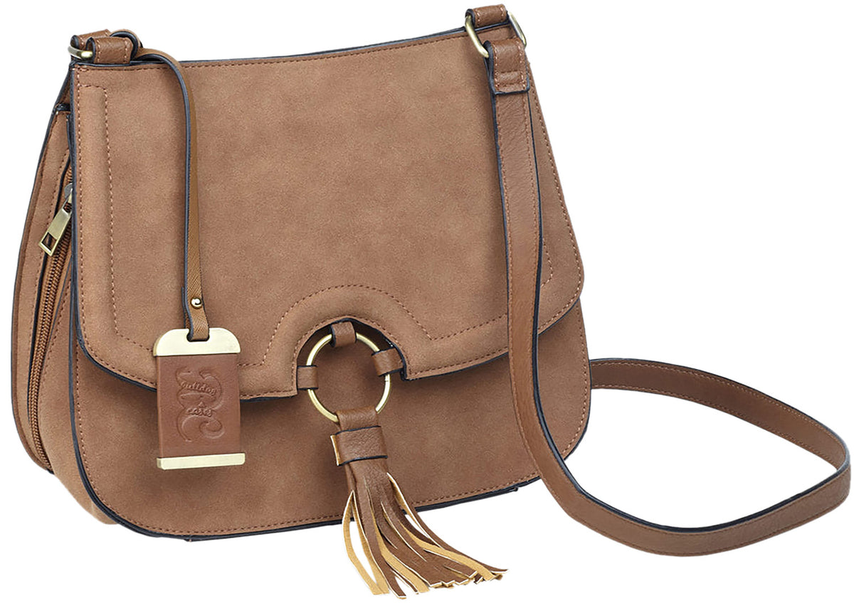 Bulldog BDP034 Concealed Carry Crossbody Purse Caramel Suede