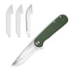 Outdoor Edge Razor VX3 3" Folding Drop Point Plain 420J2 SS Green Micarta Handle