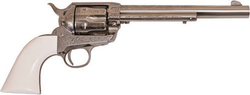 Cimarron Frontier 357 Magnum / 38 Special 7.5" 6-Shot SAO Revolver - Engraved Nickel / Ivory