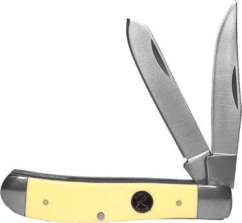 American Buffalo Knife & Tool Roper Pecos Trapper 2.5" Liner Lock Cream Delrin Folding Knife