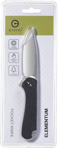 Civivi Knives Elementum 2.96" Plain Satin D2 Black G10 Liner Lock Folding Knife