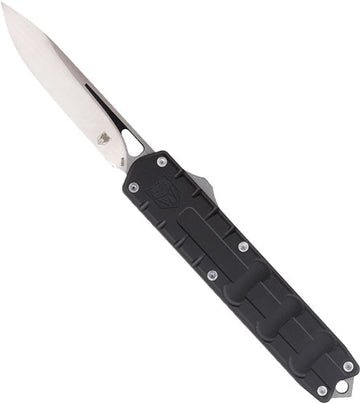CobraTec Knives Large Enforcer OTF 3.25" M390 Drop Point Plain Black Aluminum Handle