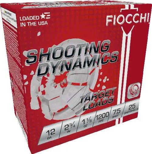 Fiocchi Shooting Dynamics 12 Gauge 2.75" 1-1/8oz #7.5 Shot 1200 fps 250rd Case
