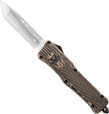 CobraTec Knives Large CTK-1 OTF 3.75" D2 Tanto Automatic Knife - Sand Distressed Cerakote