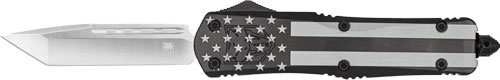 CobraTec Knives Large FS-3 OTF 3.5" D2 Tanto Plain Edge Black Out Flag Aluminum