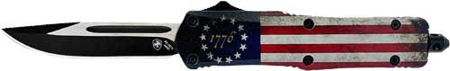 Templar Knife Large OTF Betsy Ross Flag 3.5" Drop Point Plain Black Stainless Steel Blade