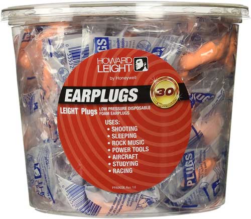 Howard Leight LeightPlugs LPF-1 Max Lite Disposable Foam Ear Plugs 30 dB NRR Uncorded 100 Pair Tub