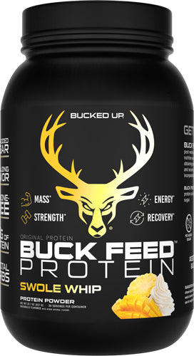 Bucked Up Buck Feed Original Protein Swole Whip Whey Protein Powder 30 Servings