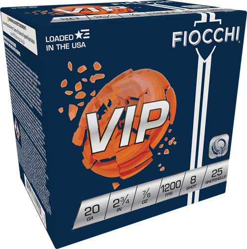 Fiocchi VIP 20 Gauge 2.75" 7/8 oz #8 Shot 1200 fps 250 Rd Case