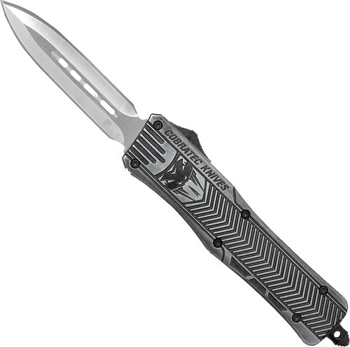 CobraTec Knives Medium CTK-1 3" OTF Dagger Plain D2 Steel Stonewashed Aluminum Handle