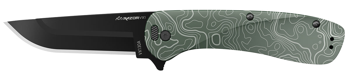 Outdoor Edge Razor VX1 3" Folding 420J2 SS Green Aluminum Spring Assist Knife
