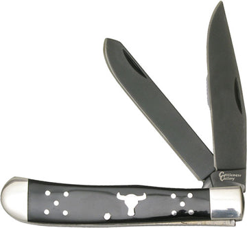 American Buffalo Knife & Tool Black Angus Trapper 440 Stainless 2-Blade Folding Knife
