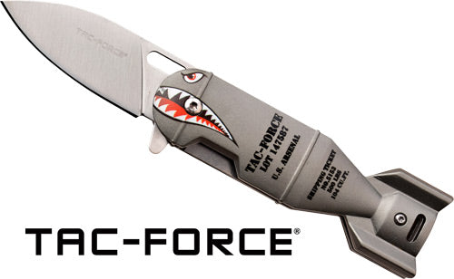 Master Cutlery Tac Force 2.25" Drop Point Spring Assisted Folding Knife - Grey Shark Bomb