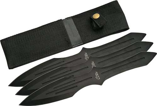 SZCO Rite Edge 9.75" Throwing Knife Black 3PC Set w/ Sheath