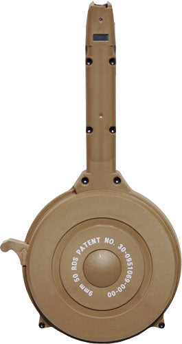 Iver Johnson Arms Glock 9mm 50-Rd Drum Magazine - Tan Polymer