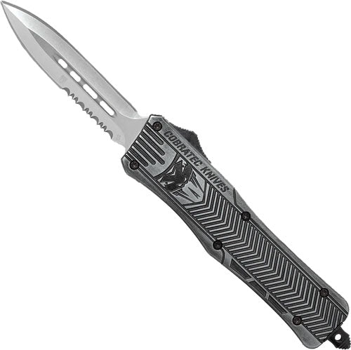 CobraTec Knives CTK-1 Medium 3" OTF Dagger Serrated D2 Steel Stonewash Aluminum Handle