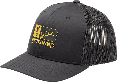 Browning Elk Ridge Cap Black/Gold 110 Mesh Back Waxed Cotton Adjustable