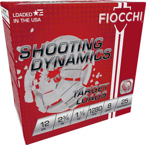 Fiocchi Shooting Dynamics 12 Gauge 2.75" 1-1/8oz #8 Shot 1280 FPS 250 Rd Case
