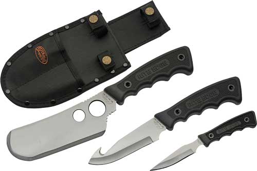 SZCO Rite Edge 3PC Skinning Set w/Black Rubber Handle & Sheath