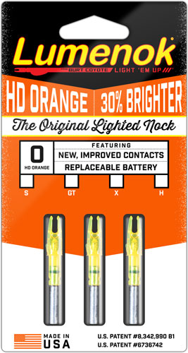 Lumenok Signature Series HD Lighted Arrow Nock .245" ID Orange 3-Pack