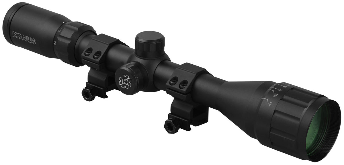 Konus Fighter 4-12x40mm 1" Tube AO BDC Riflescope w/Rings - Matte Black