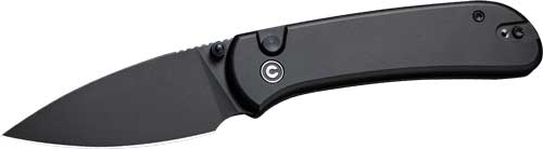 Civivi Knives Qubit 2.98" 14C28N Black Stonewashed Drop Point - Black Aluminum Button Lock