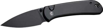 Civivi Knives Qubit 2.98" 14C28N Black Stonewashed Drop Point - Black Aluminum Button Lock