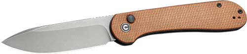 Civivi Knives Elementum Button Lock 3.47" Folding Knife - Brown Micarta / Gray Stonewashed