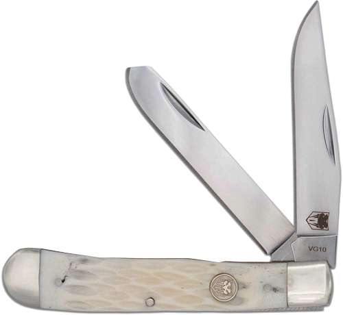 Cobratec Knives Traditional Trapper 2-Blade G-10 White Bone SS Slip Joint Folding Knife