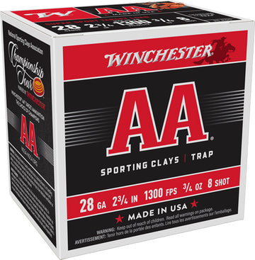Winchester Ammunition AA Super Sporting Clays 28 Gauge 2.75" 3/4 oz #8 Shot 1300 fps - 250 Rd Case