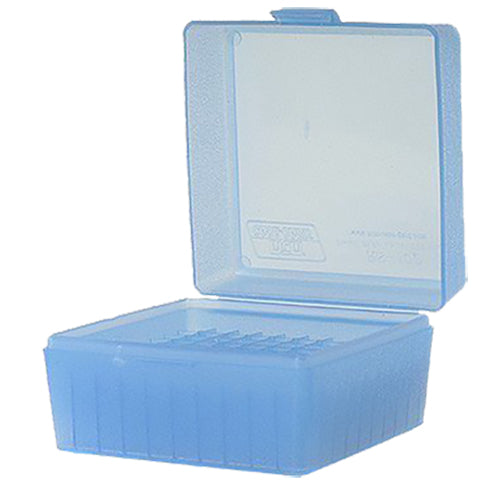 MTM RS10024 Case-Gard R-100 Multi-Caliber 100rd Clear Blue Small 17/223 Polypropylene Ammo Box