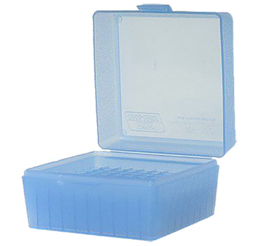 MTM RS10024 Case-Gard R-100 Multi-Caliber 100rd Clear Blue Small 17/223 Polypropylene Ammo Box