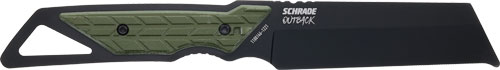 Schrade Outback Cleaver 3.6" Fixed Blade AUS-8 Black Oxide Green Handle
